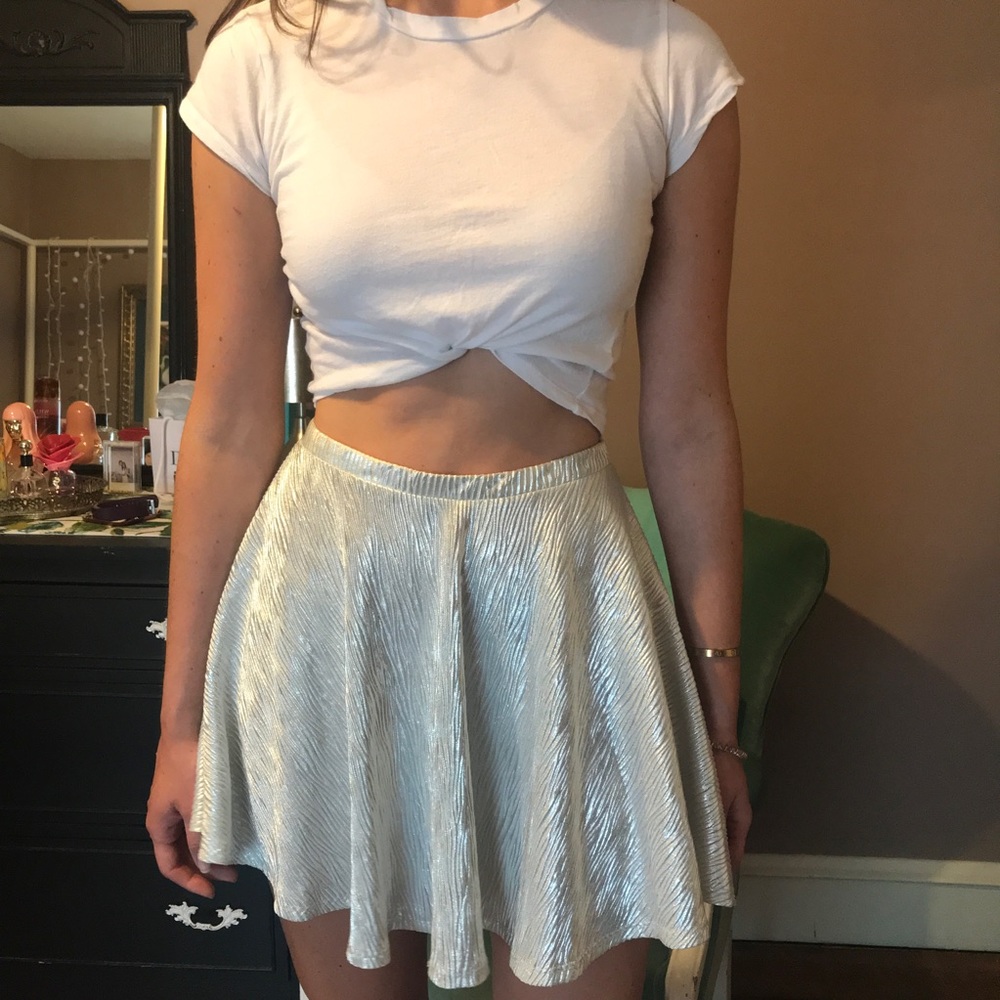 Metallic Silver Skater Skirt